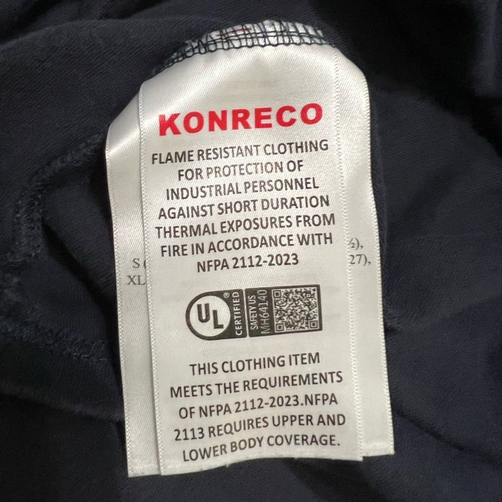 Men's Navy Long Sleeve Henley FR Shirt Size S - Picture 5 of 8